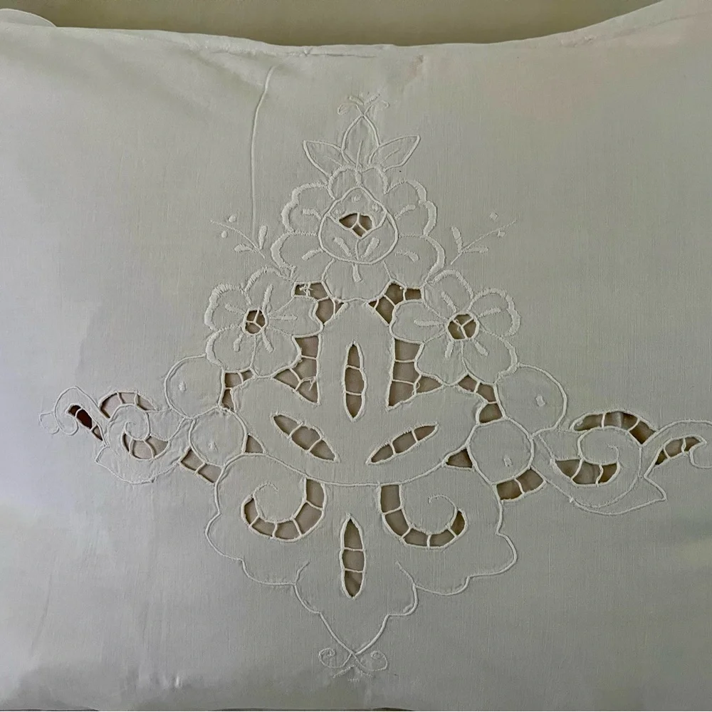 Elegant White Embroidered Pillowcase 22/28 inches